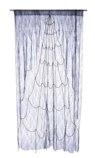 Picture of HALLOWEEN SPIDERWEB GREY & BLACK CURTAIN - 220X160CM